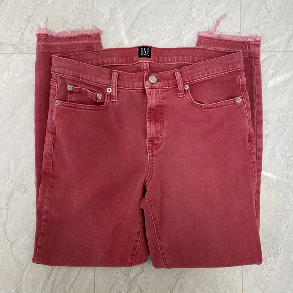 3/$30 ♥ GAP 1969 True Skinny Jeans Wild Rose Distressed Hem Size 29R - Picture 9 of 12